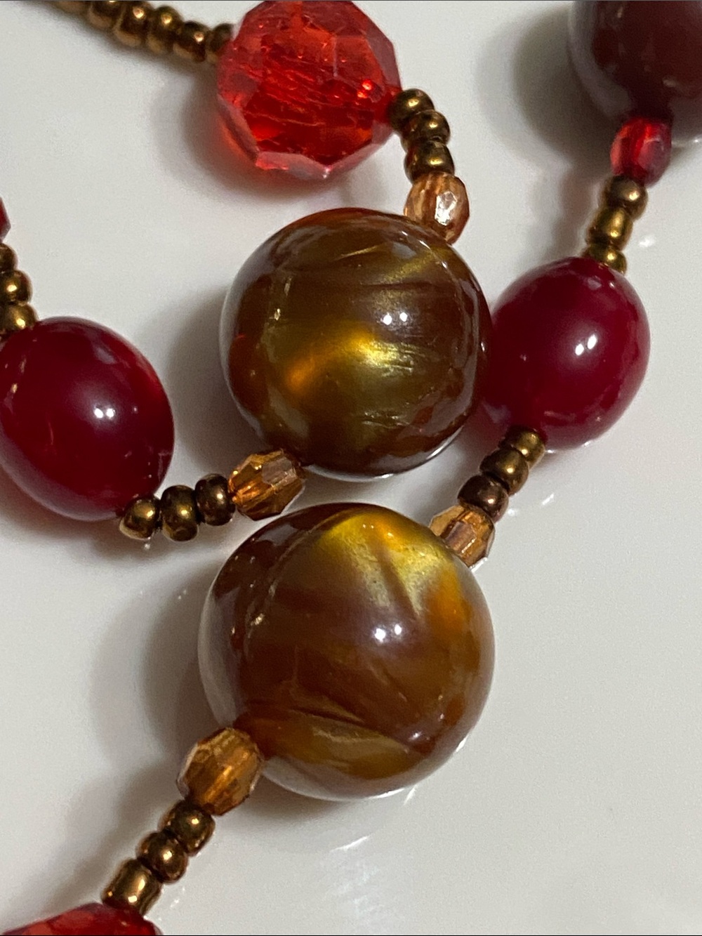 Unbranded Red and Gold Multi-Bead Statement Necklace - Picture 4 of 6